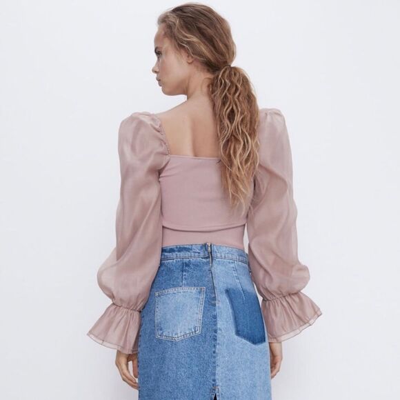 LAST 1!🔥BLOGGERS FAV ZARA CONTRASTING ORGANZA TOP - Picture 10 of 14